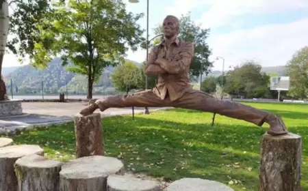 Jan Klod Van Dammın Qəbələdəki heykəli götürüldü