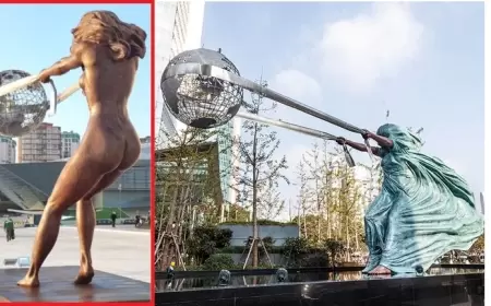 Bakıdakı "lüt qadın heykəli" söküldü