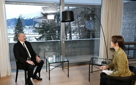 İlham Əliyev Davosda Çinin CGTN telekanalına müsahibə verib