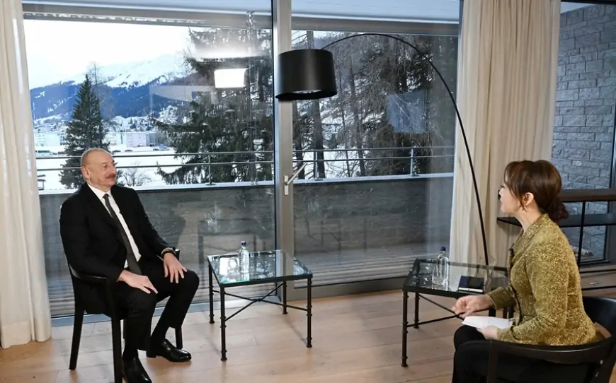 İlham Əliyev Davosda Çinin CGTN telekanalına müsahibə verib 