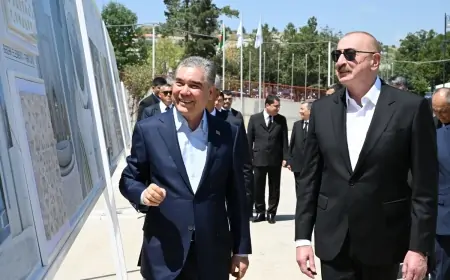 Əliyev və Berdiməhəmmədov Yeni Şuşa məscidində