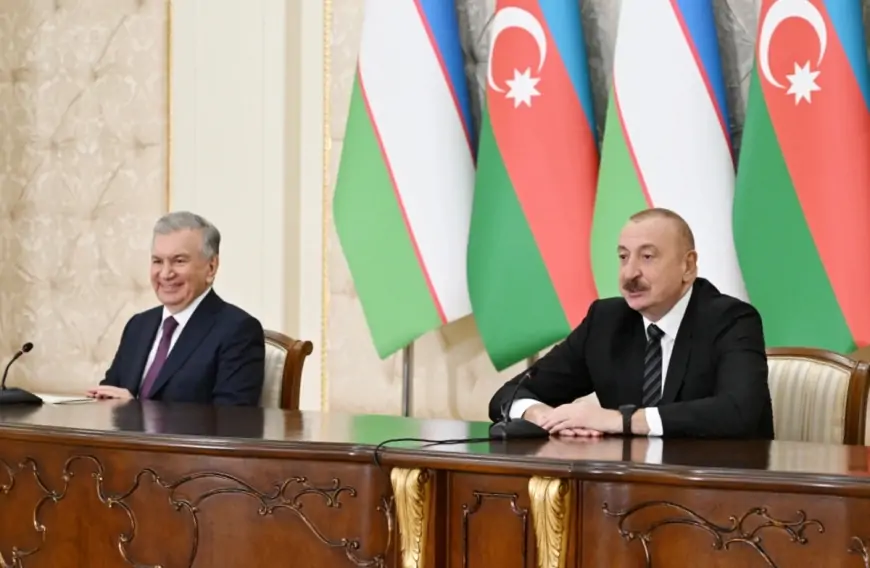 Əliyev və Mirziyoyev mətbuata bəyanatlarla çıxış ediblər - FOTOLAR
