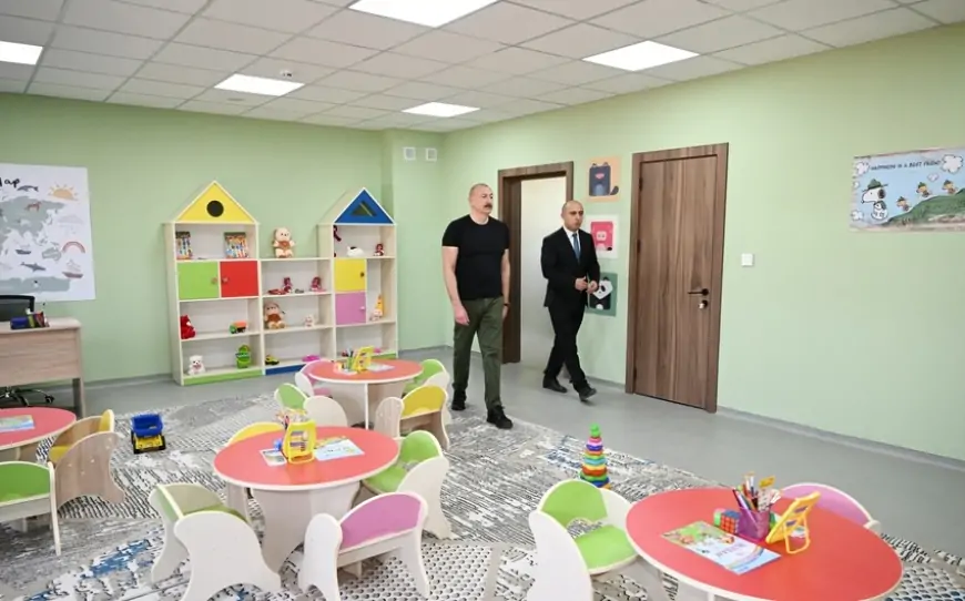 Prezident Ağdamda məktəb və bağça açılışında - FOTOLAR