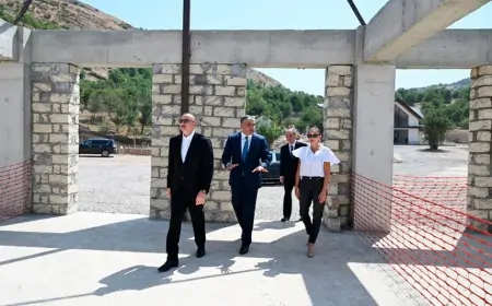Prezidentlə xanımı istirahət kompleksinin tikintisi ilə tanış oldular - FOTOLAR + YENİLƏNİB