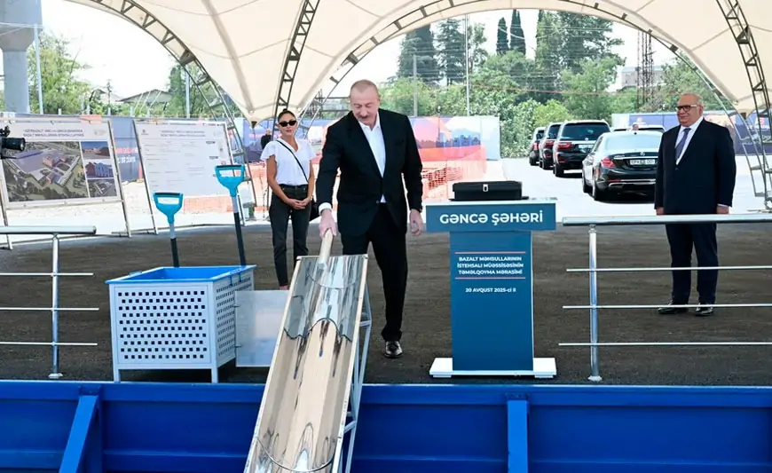 Gəncədə bazalt məhsullarının istehsalı müəssisəsinin təməli qoyuldu - FOTOLAR