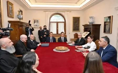 Birinci vitse-prezident Müqəddəs Pavel Bazilikasının baş keşişi ilə görüşüb