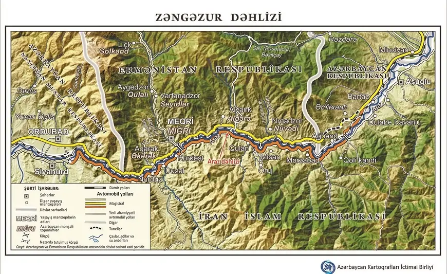 Zəngəzur dəhlizi ilə bağlı xəritə yayıldı - Belə olacaq