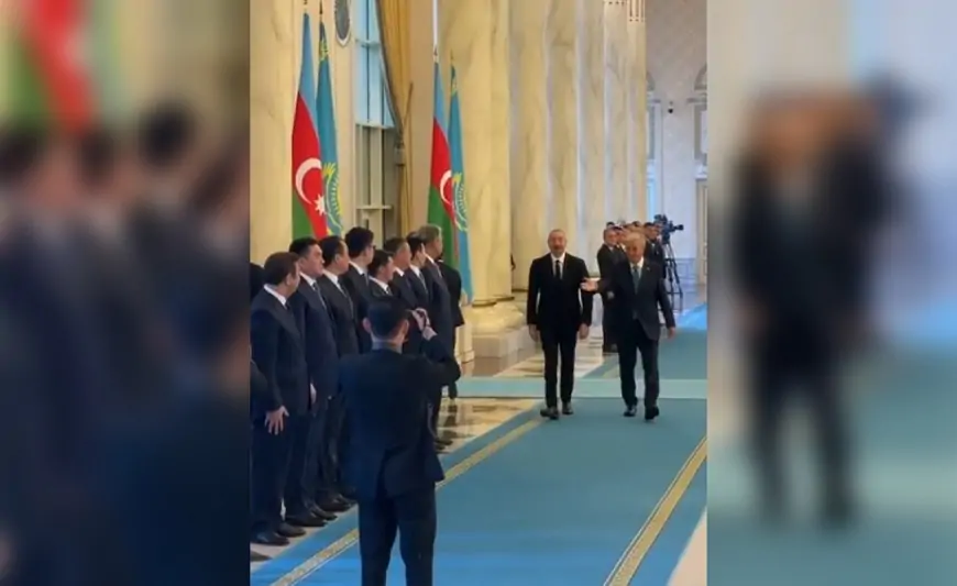 Prezident İlham Əliyev Astanada belə qarşılandı - VİDEO