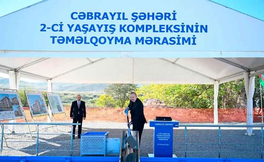 İlham Əliyev Cəbrayılda II və III yaşayış komplekslərinin təməlini qoydu - FOTOLAR