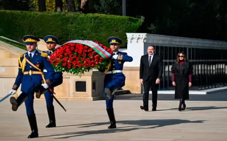 Prezidentlə xanımı Şəhidlər xiyabanını ziyarət etdilər - FOTOLAR