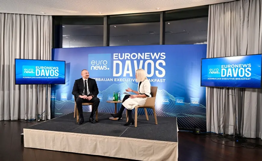 İlham Əliyev Davosda “Euronews”a müsahibə verdi - FOTOLAR