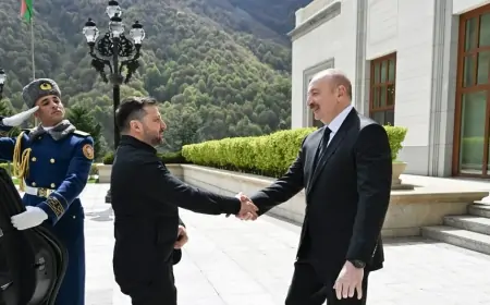 Zelenski Azərbaycandadır - Prezident Qəbələdə qarşıladı