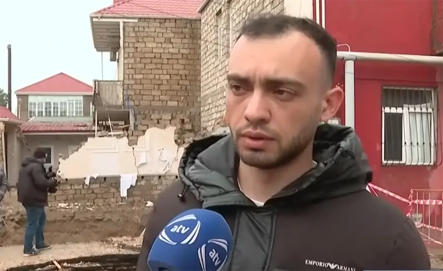 Keşlədə kollektorun üzərində tikilən evin sahibi DANIŞDI - VİDEO