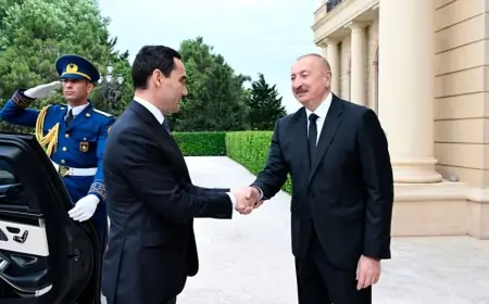 Prezident Sərdar Berdiməhəmmədovu qarşıladı - VİDEO
