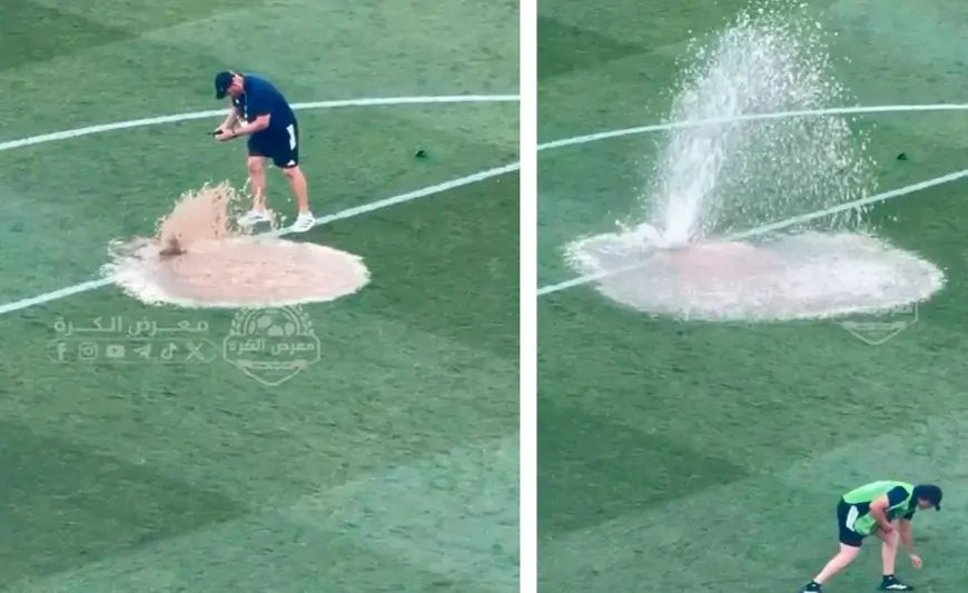 Norveç-İraq matçı zamanı meydanda su borusu PARTLADI - ANBAAN VİDEO
