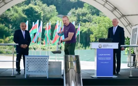 İlham Əliyev “Həkəriçay” su anbarının təməlini qoydu - FOTOLAR