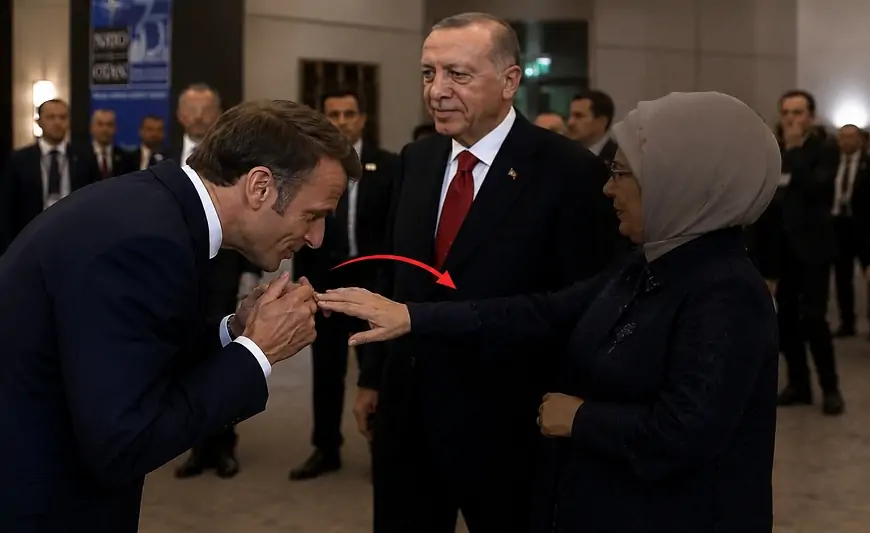 Makron Əminə Ərdoğanın əlini öpmək istədi - Aldığı CAVABIN VİDEOSU