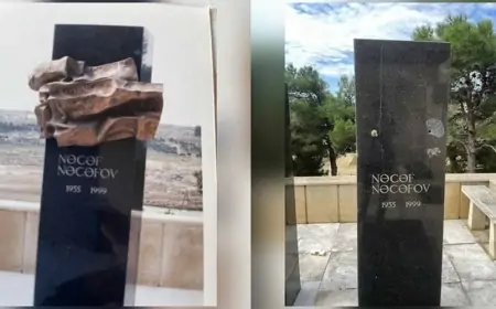 Nəcəf Nəcəfovun məzarındakı barelyefi oğurlayanın FOTOSU 