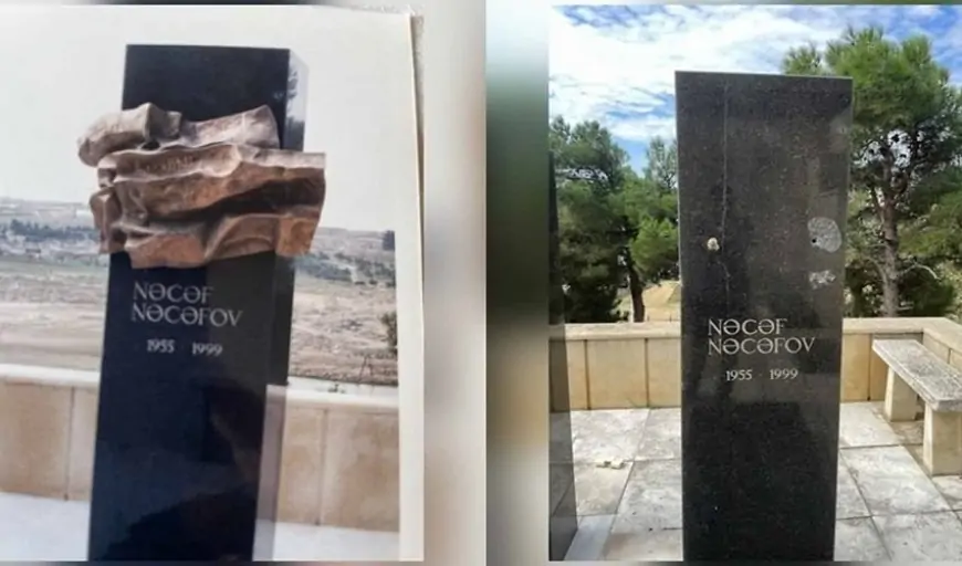 Nəcəf Nəcəfovun məzarındakı barelyefi oğurlayanın FOTOSU 
