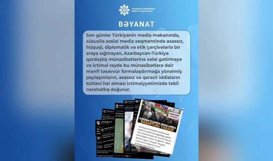 Media və Yayım Şurası Bəyanat yaydı - "Son günlər Türkiyə mediasında..."