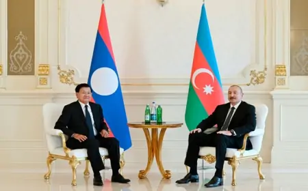 İlham Əliyev Laos prezidenti ilə görüşdü - FOTOLAR
