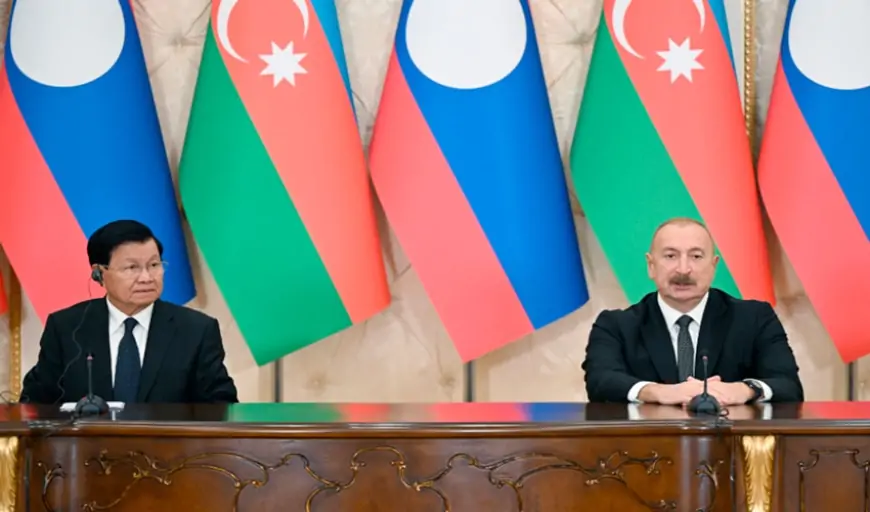 Azərbaycan və Laos prezidentləri mətbuata bəyanatlarla çıxış etdilər - FOTOLAR